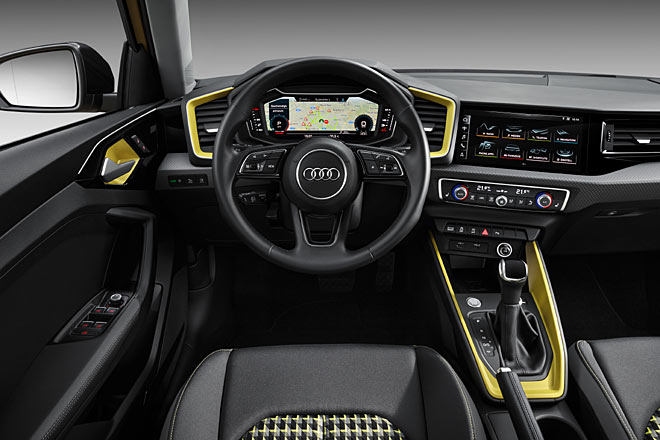 Neu interpretiert hat Audi auch das Interieur. Digitale Instrumente sind Standard, allerdings kleiner als die hier zu sehenden. Das optionale Navi kommt mit 10,1-Zoll-Touchscreen
