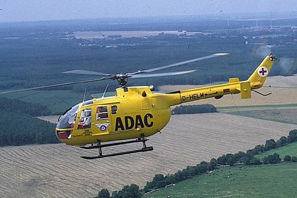 Die BO 105 ist das dienstlteste Modell (seit 1970 im Einsatz) der ADAC-Flotte. Das letzte Exemplar wird aufgrund von Lrmschutzvorschriften noch dieses Jahr ausgemustert. Daten: 2x240 PS, Abfluggewicht max. 2.500 kg, 240 km/h