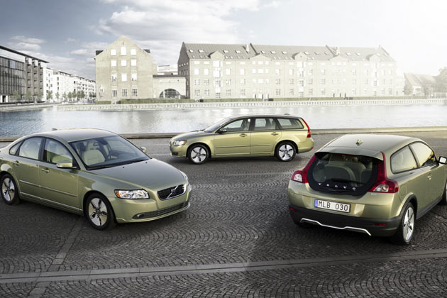 Ende 2008 bringt Volvo Sparversionen der Baureihen S40, V50 und C30 (v.l.n.r.) an den Start