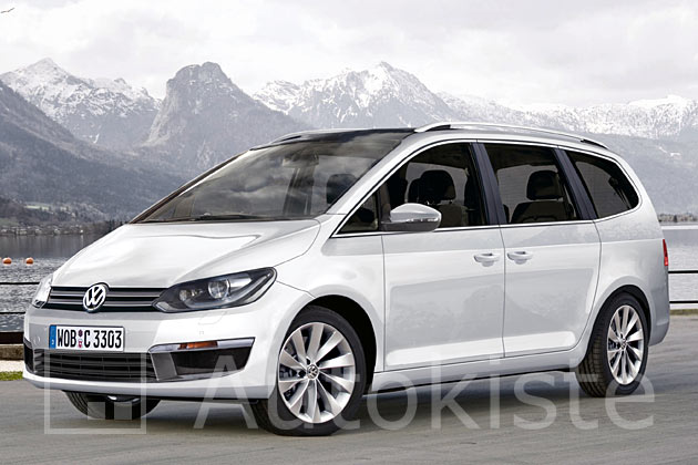Der VW Sharan II wird im Frühjahr 2010 erscheinen. Die Fotomontage zeigt das künftige Design des Vans bereits gut. Neu sind vor allem die Schiebetüren und der Knick vor der Frontscheibe