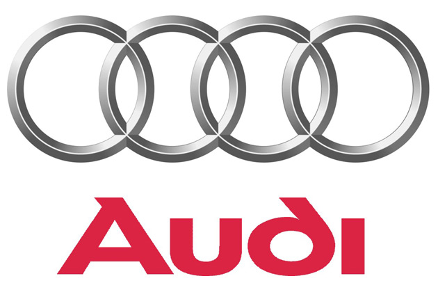 Zum Vergleich: Das bisherige Audi-Logo mit der alten Schrift, die das A betont und dem d einen nach links zeigenden, parallel zum A verlaufenden Aufschwung gibt