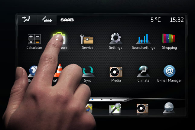 Saab zeigt ein In-Car-Infotainmentsystem auf Basis des offenen Betriebssystems Android von Google