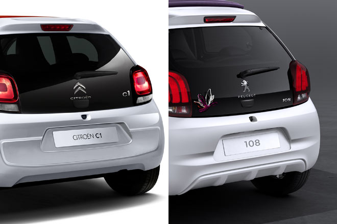 Der neue C1 und sein Schwestermodell Peugeot 108 im Vergleich: Die Differenzierung fällt wesentlich stärker aus als bisher