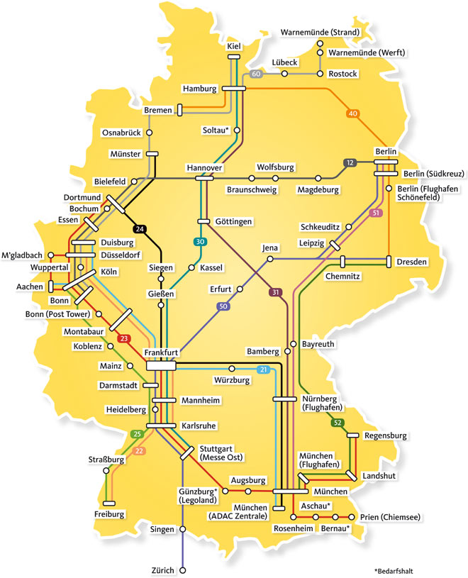 Der ADAC Postbus verdoppelt sein Streckennetz ab Mitte August 2014 auf 60 Stdte, die von 15 Linien angefahren werden